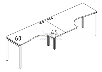 Мебель для персонала Рабочая станция со столами эргономичными "Классика" на металлокаркасе DUE Б2 035-2 БП