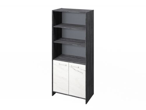 Шкаф для документов полуоткрытый Festus FI-672.G 800x460x1861 (Древесина Графит/Мрамор Леванто белый)