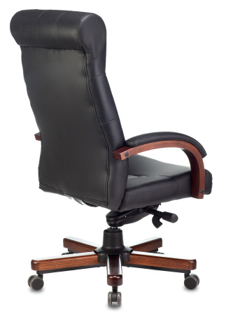 Кресло руководителя T-9928WALNUT черный кожа крестов. металл/дерево (Черный)