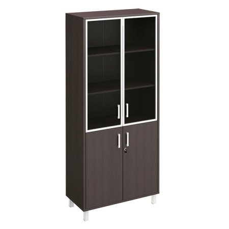 Шкаф для документов двери стекло в рамке + ДСП с замком Борн B 430-822-1 900x450x2074 (Венге)