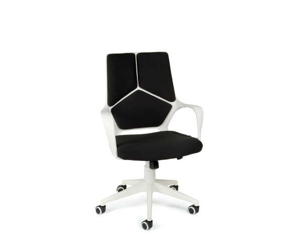 Кресло офисное / IQ / (white+black) белый пластик / черная ткань
