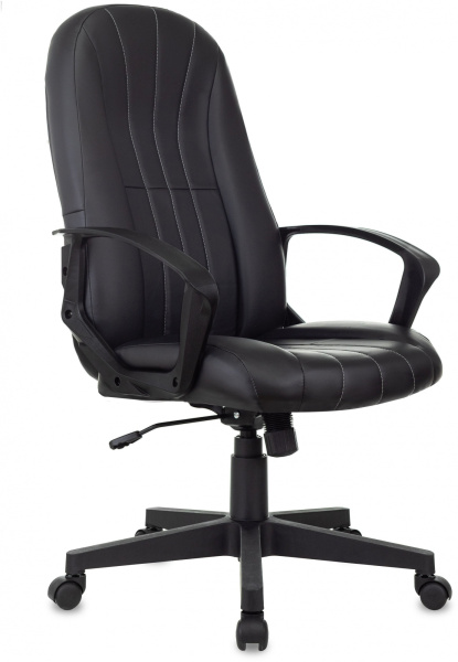 Кресло руководителя T-898 черный Leather Black эко.кожа крестов. пластик (Черный)