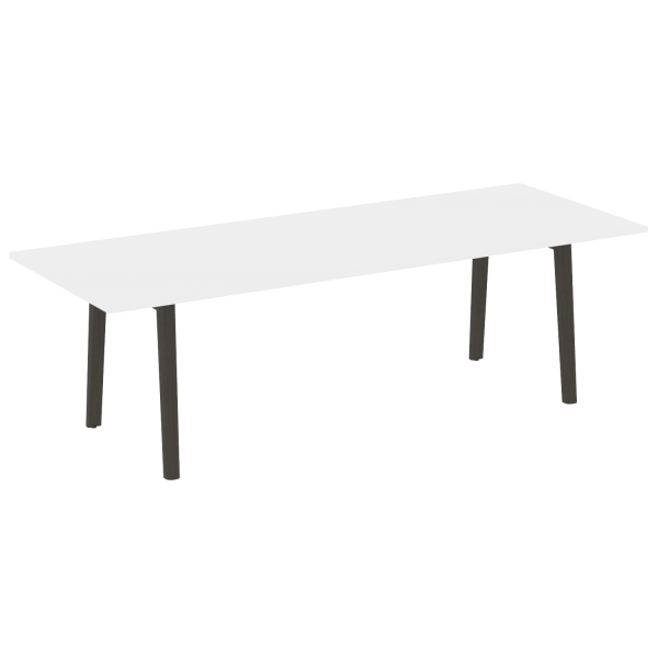 Стол переговорный на деревянных опорах Onix Wood Direct OW.PRG-25 2580x980x750 (Белый Бриллиант/Дуб Темный)