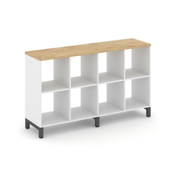 Каркас стеллажа 2 яруса SN.KS-240 (1488х400х881) (Белый/Тиквуд Светлый/Металл Антрацит)
