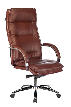 Кресло руководителя T-9927SL светло-коричневый Leather EiCHel кожа крестов. металл хром
