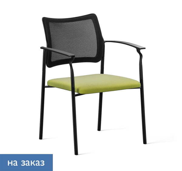 PINKO Mesh_black Кресло на 4-х опорах с подлокотниками (Черный/Зеленый/Черный)